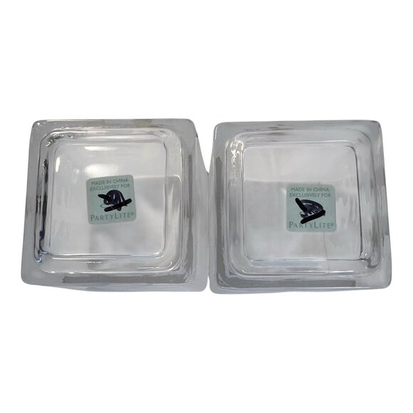 Partylite 2 Frosted Glass Christmas Tree Votive Candle Holders Square 2.5 inches - Picture 8 of 8